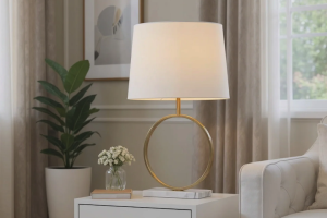 Elegant Modern Marble Base Table Lamp with Fabric Shade
