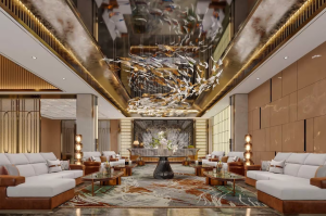 Grand Statement Chandelier Elevates Hotel Lobby