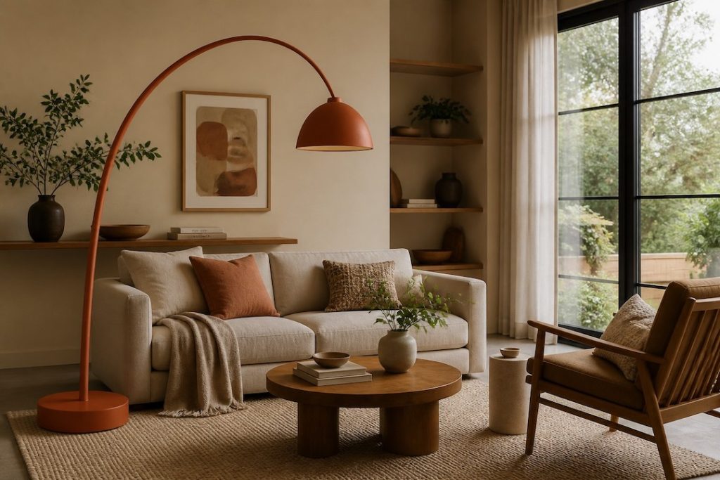 Enhance Your Living Room with a Terracotta Arc Floor Lamp