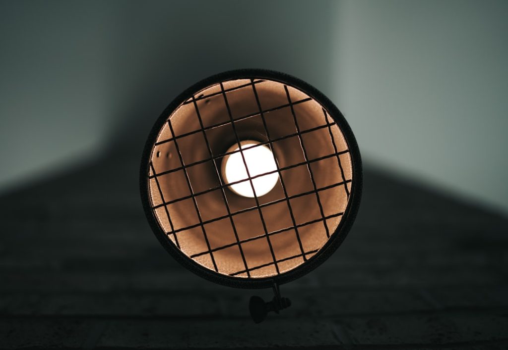 Photo floor lamp cage shade